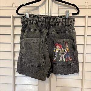 Zara Gray Denim Shorts with Toy Story Print